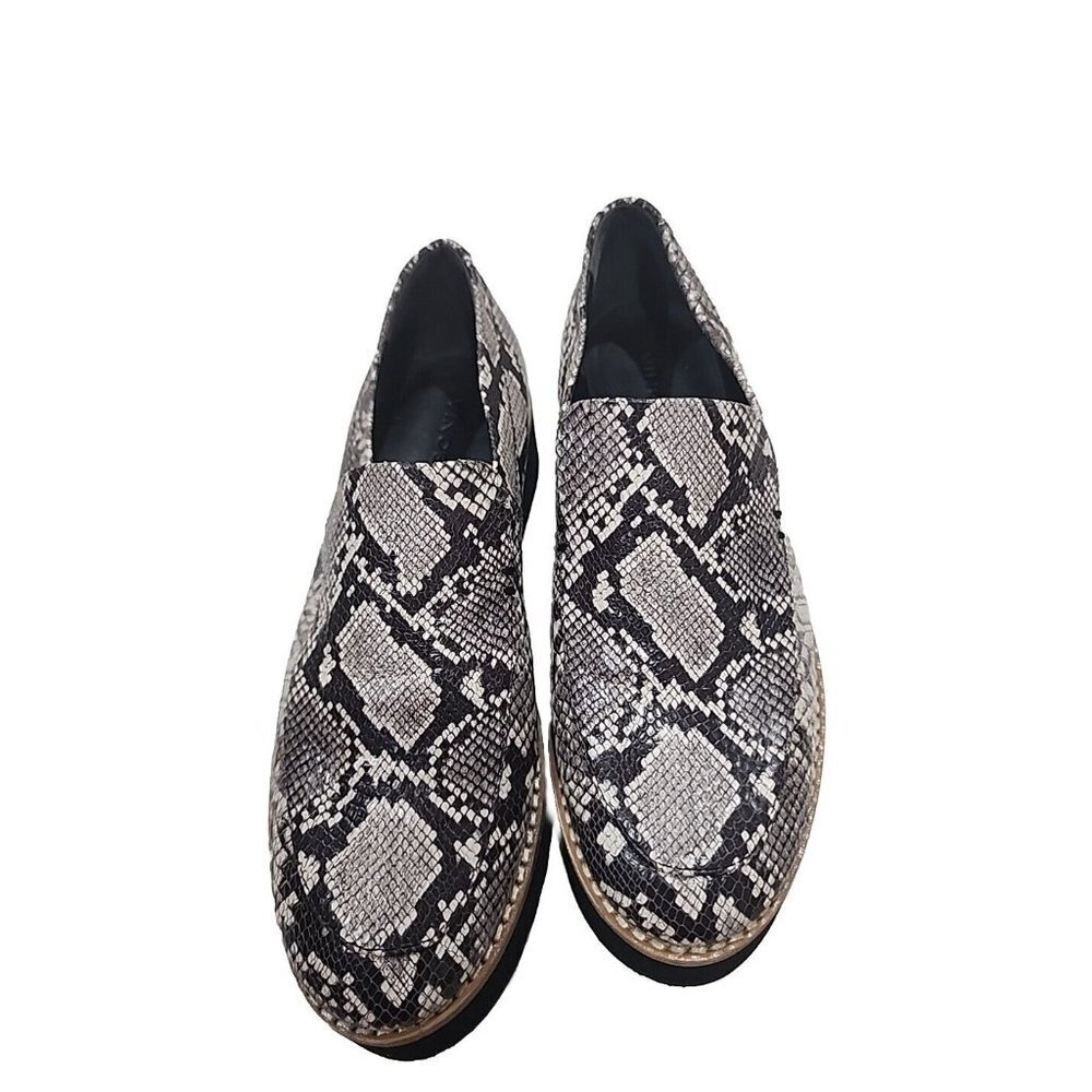 VINCE Women Zeta Leather Snakeskin Platform Sneaker 8 Lug Embossed Snake
